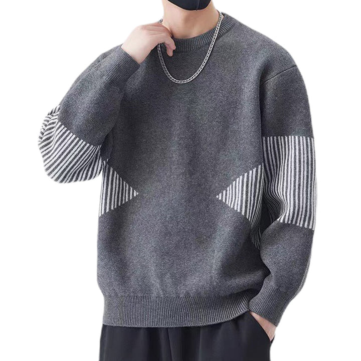 Herren Modischer Strickpullover mit gestreiften Ärmeln Drune