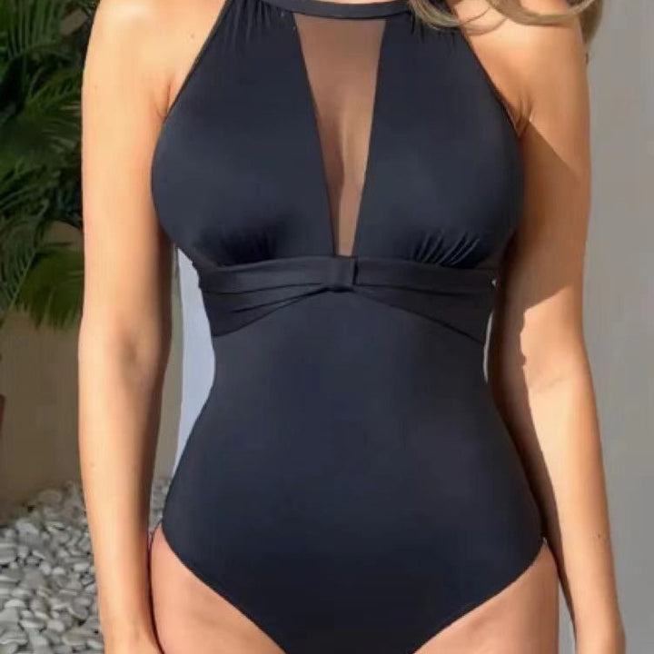 Damen Sportlicher Einteiler mit transparentem Mesh-Einsatz Drune
