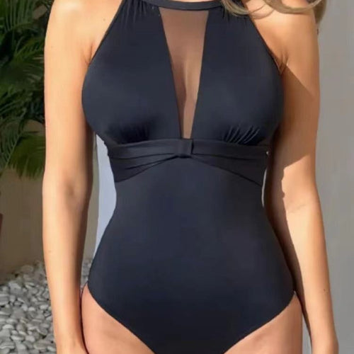 Damen Sportlicher Einteiler mit transparentem Mesh-Einsatz Drune