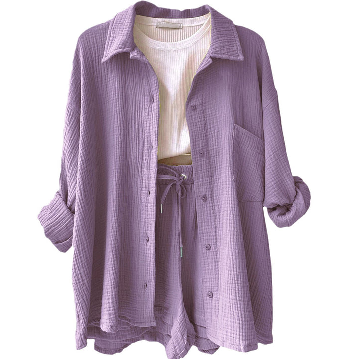 Damen luftige Baumwollbluse mit lockerer Passform Drune