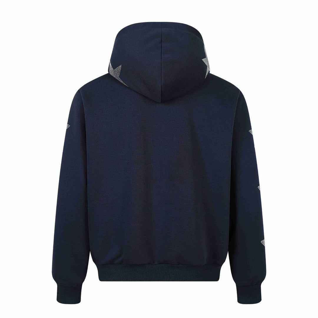 Damen Kapuzenjacke mit Strassstern-Applikationen und durchgehendem Reißverschluss Drune