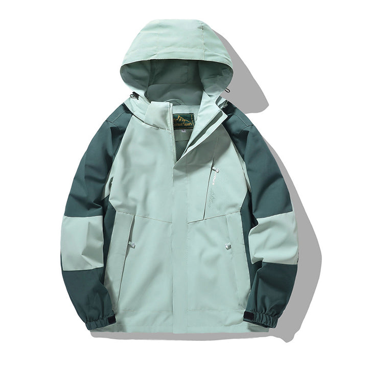 Herren wind- und wasserabweisende Outdoor-Hoodiejacke mit Belüftungsnetz, verstellbarer Kapuze und verdeckter Frontblende Drune