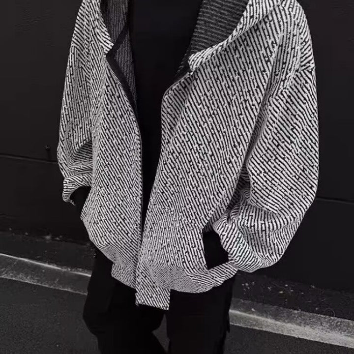 Unisex Oversized Strick-Kapuzenjacke mit Allover-Strukturmuster und Eingrifftaschen Drune