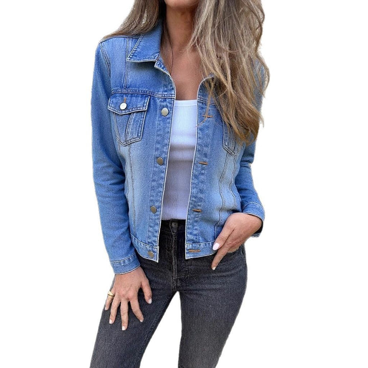 Damen Denimjacke im klassischen Schnitt mit modischen Knöpfen und stylischen Taschen Drune