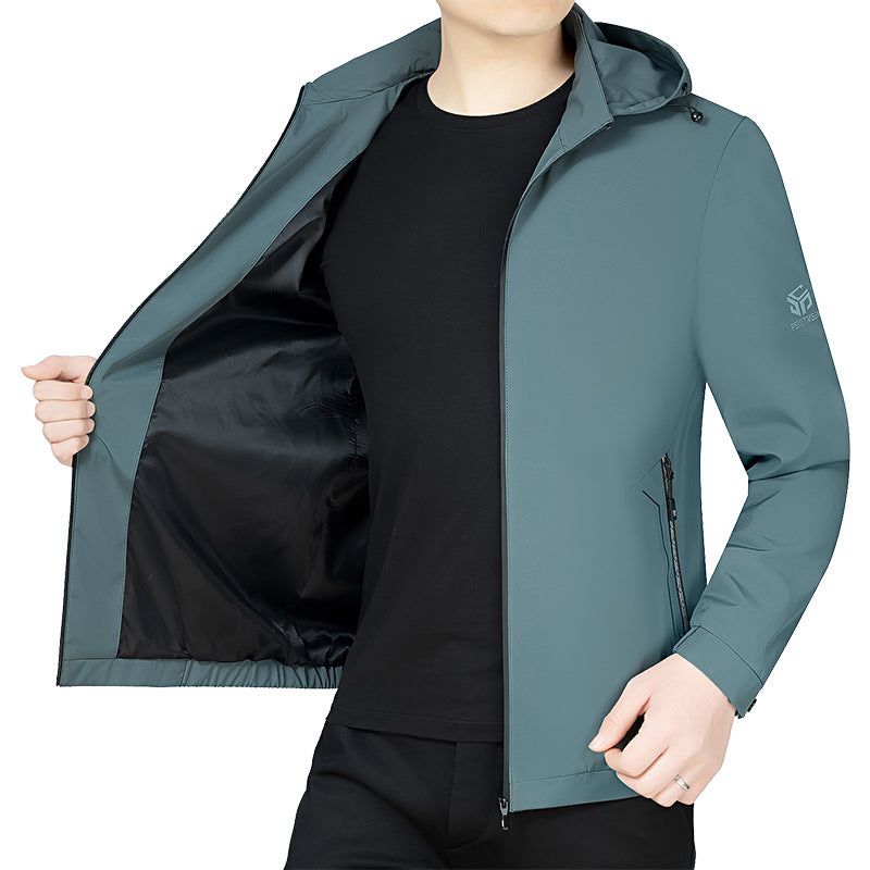 Herren Leichte Kapuzenjacke im urbanen Travel-Style mit Dreiviertelärmeln Drune