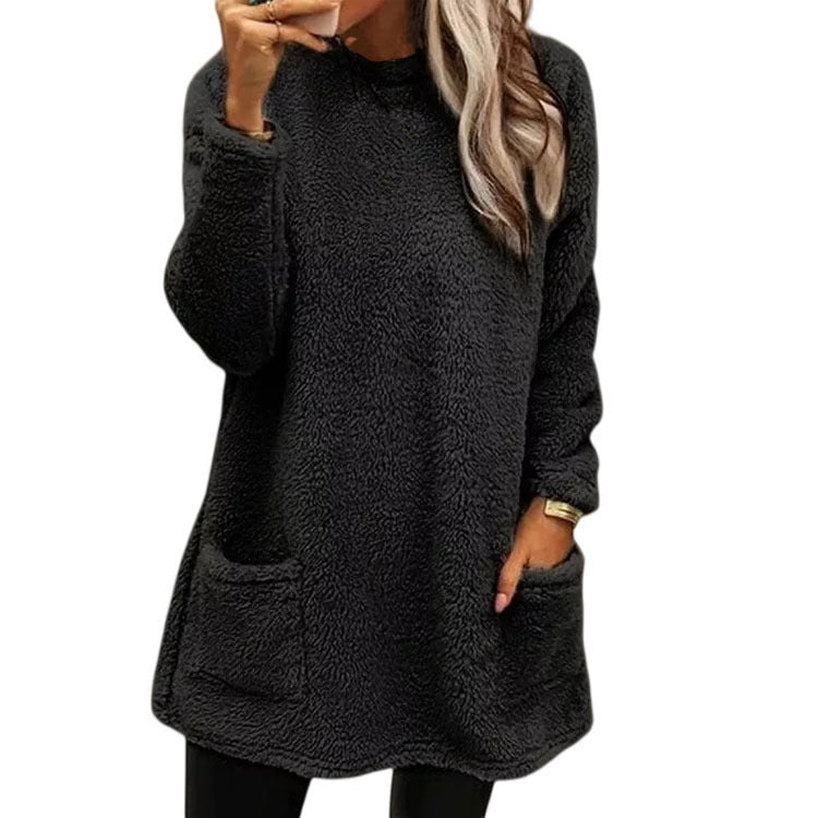 Damen kuscheliger Fleece-Pullover mit praktischen Taschen Drune