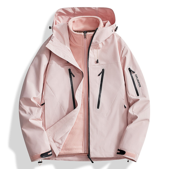 Herren Zwei-in-Eins Softshell-Outdoorjacke mit abnehmbarer Fleece-Innenjacke und wasserdichten Reißverschlüssen Drune