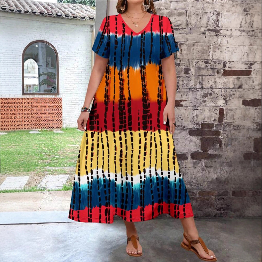 Damen Maxikleid mit modernem Farbverlauf und grafischem Muster Drune