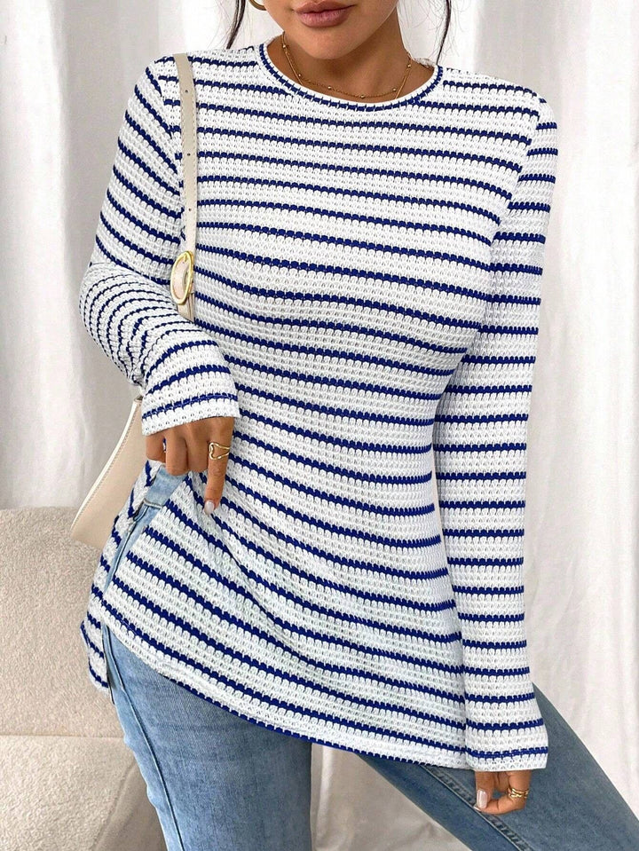 Damen Langarmshirt mit modernem Strickmuster und seitlichen Schlitzen Drune