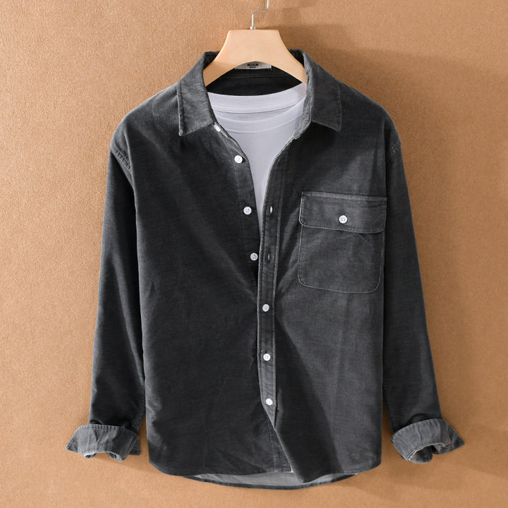 Herren Cord-Overshirt mit Brusttasche, Relaxed-Fit und durchgehender Knopfleiste Drune