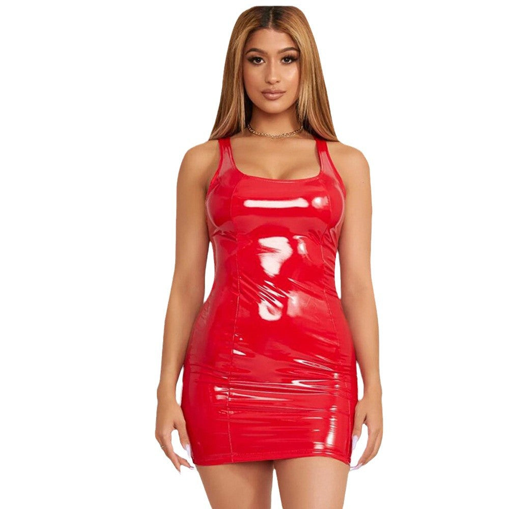 Damen figurbetontes Minikleid aus glänzendem Material Drune