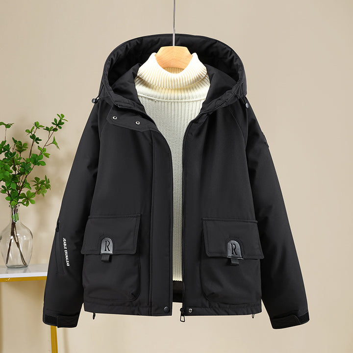 Damen Sportliche und funktionale Outdoor-Jacke mit Kapuze und zahlreichen Taschen Drune