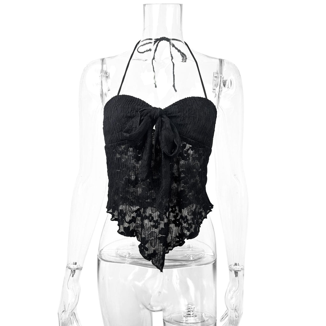 Damen Spitzen-Bustier mit Bindeband und transparentem Design Drune