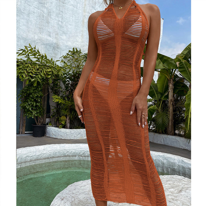 Damen elegantes Netzkleid mit tiefem V-Ausschnitt und figurbetonter Silhouette Drune