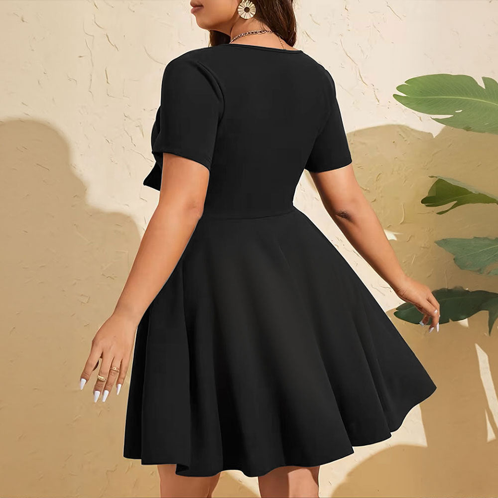 Damen Cocktailkleid mit tiefem V-Ausschnitt und Schleifendetail Drune