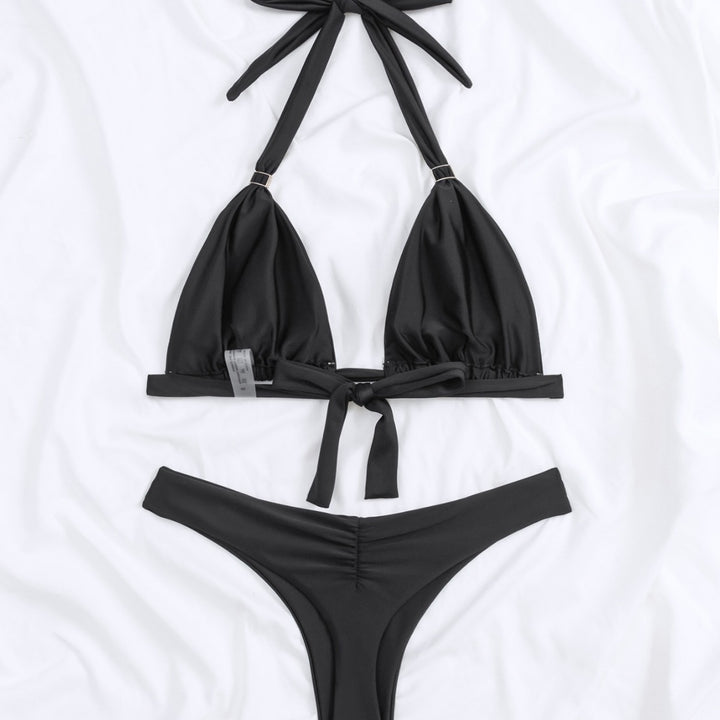 Damen Triangel-Bikini mit elegantem Metallverschluss und hohem Beinausschnitt Drune