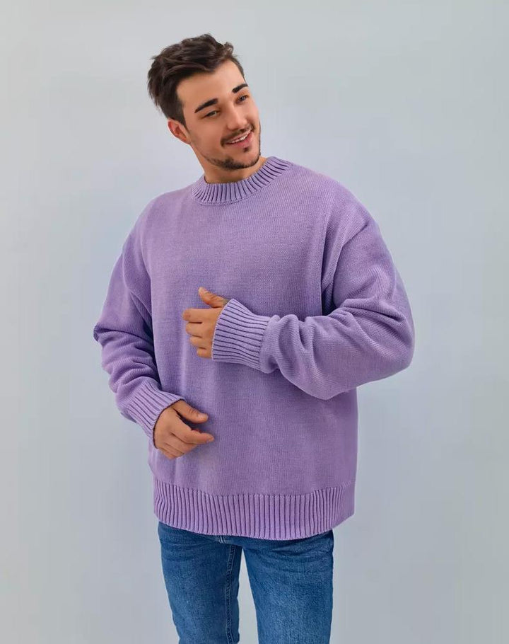 Damen gemütlicher Oversized Pullover mit strukturiertem Rippenmuster und breiten Bündchen Drune