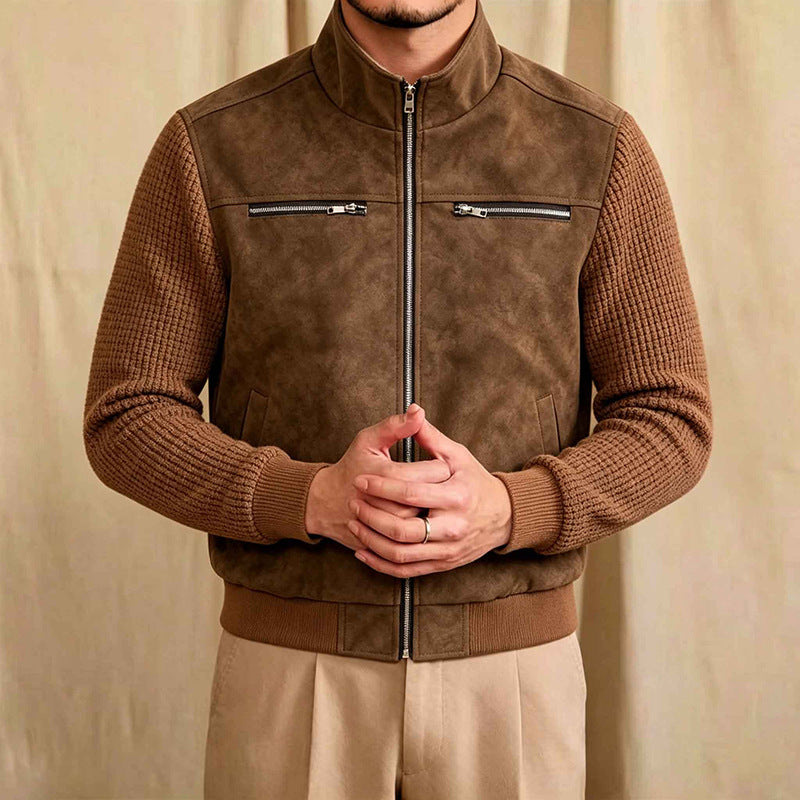Herren Übergangsjacke mit hohem Kragen und strukturierter Oberfläche Drune