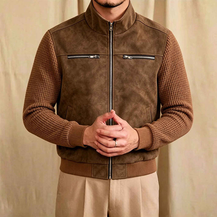 Herren Übergangsjacke mit hohem Kragen und strukturierter Oberfläche Drune