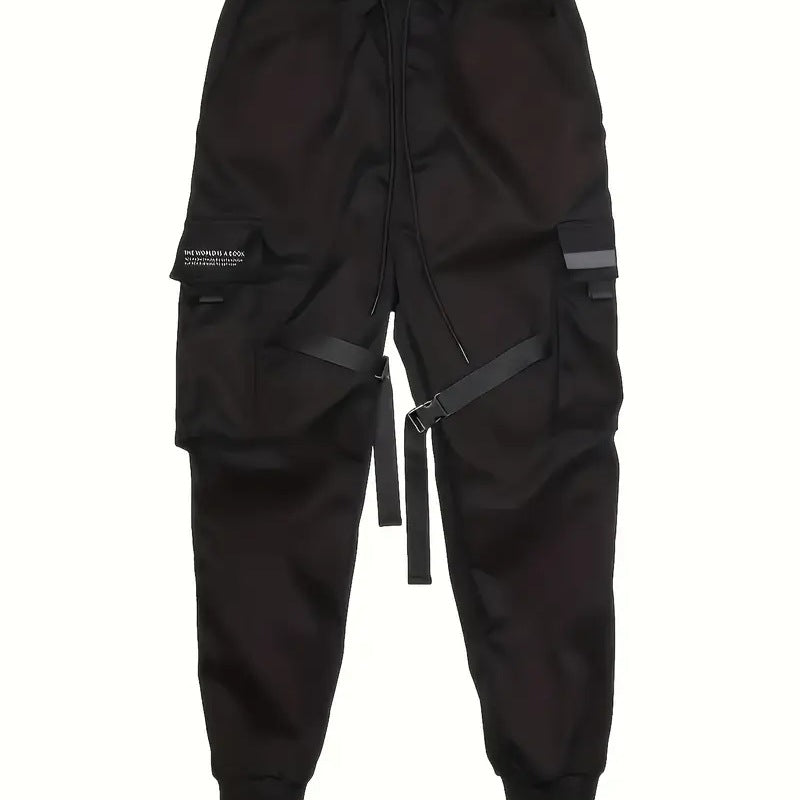 Herren Technische Cargo-Jogginghose mit Mehrfachtaschen, Gurtriemen & elastischem Bündchen Drune