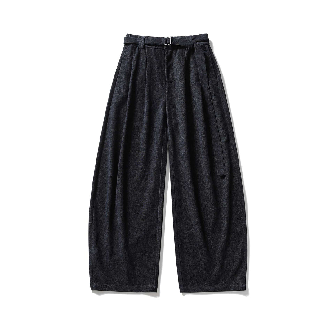 Damen Weite Hochtaillierte Bundfaltenhose mit Gürtel Drune
