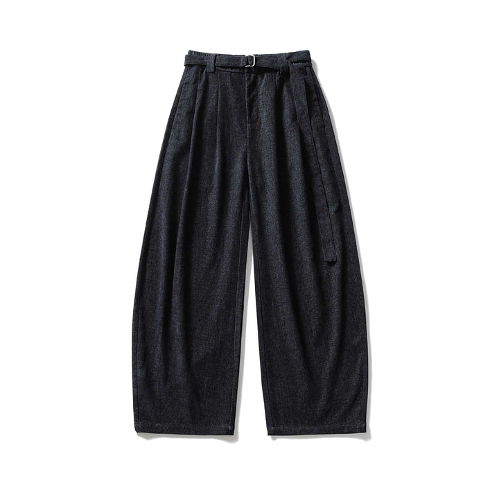 Damen Weite Hochtaillierte Bundfaltenhose mit Gürtel Drune