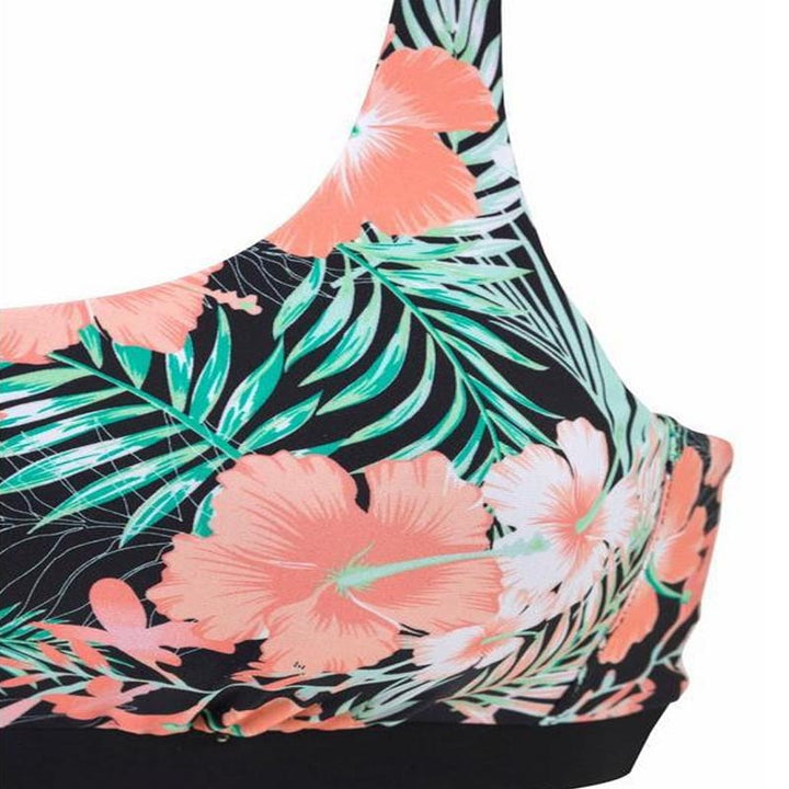 Damen Bikini-Top mit floralem Design und sportlicher Rückenausschnitt Drune