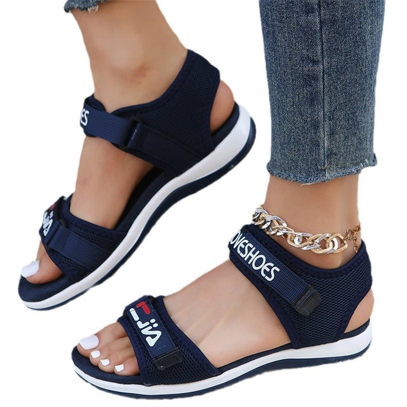 Damen Bequeme Sport-Sandalen mit verstellbarem Riemensystem und atmungsaktivem Mesh-Drune