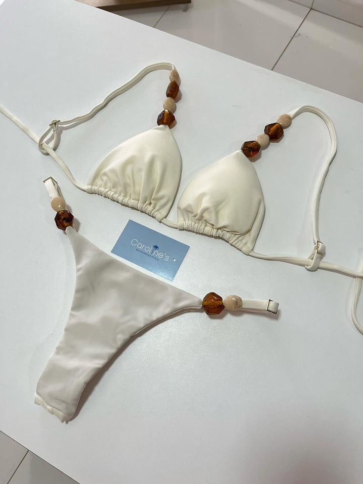 Damen Triangel-Bikini mit elastischen Bändern und dekorativen Details Drune