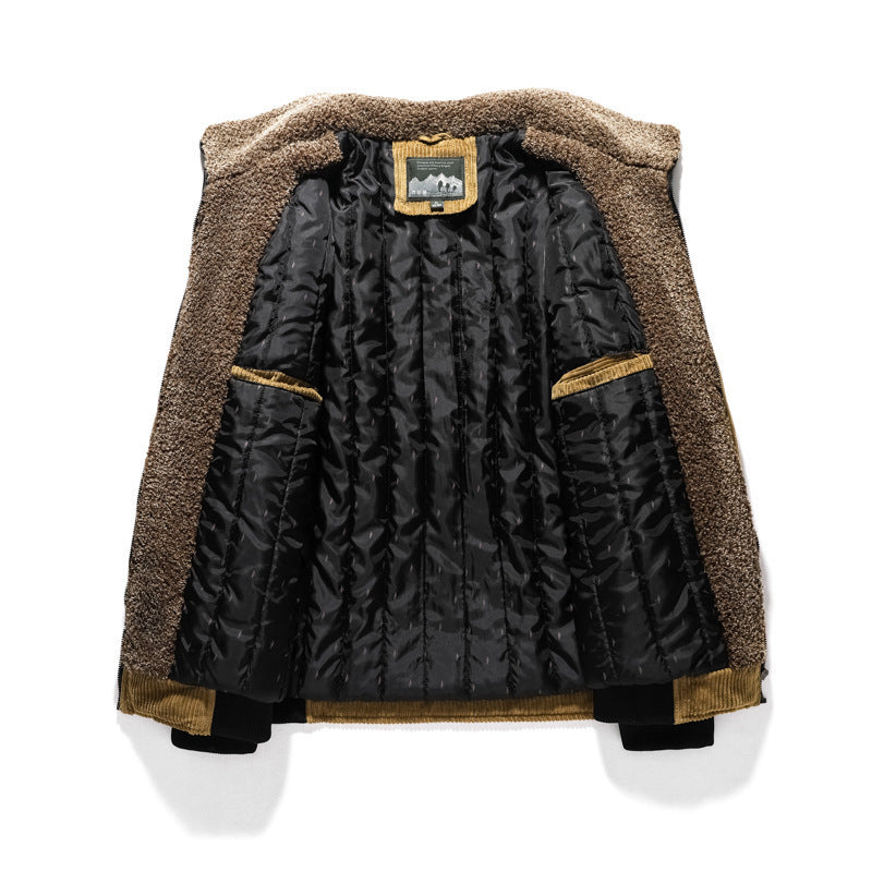 Herren Lässige Cordjacke mit warmem Teddyfutter Drune