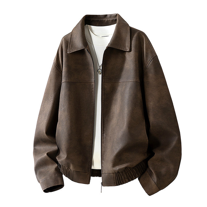 Herren Oversize Velours‑Optik Übergangsblouson mit Hemdkragen, Reißverschluss & elastischem Saum Drune