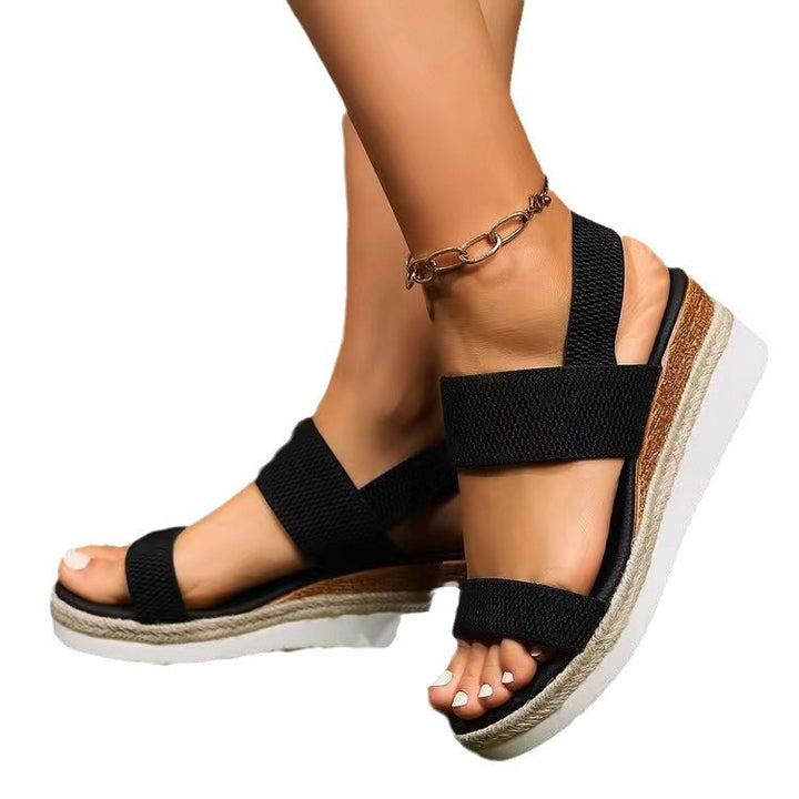 Damen Wedge-Sandalen mit geflochtener Jute-Optik und bequemer Sohle Drune