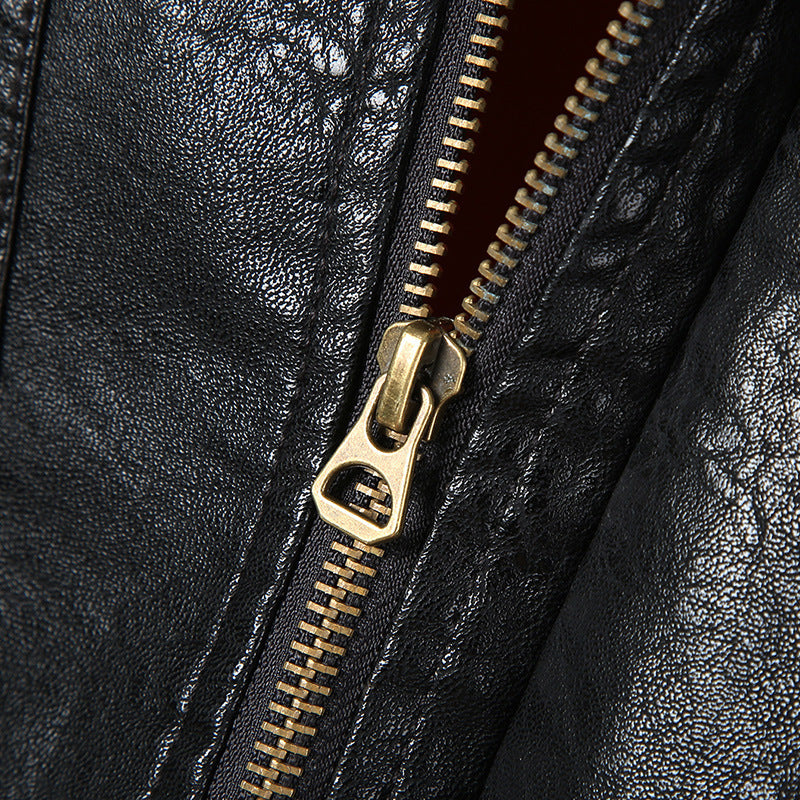Herren Kunstleder-Pilotblouson im Military-Style mit Schulterpatten und Pattentaschen Drune