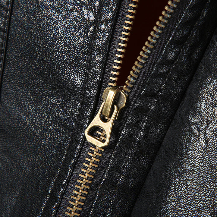Herren Kunstleder-Pilotblouson im Military-Style mit Schulterpatten und Pattentaschen Drune