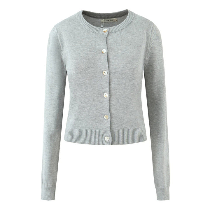 Damen langlebige Strickjacke mit Knopfverschluss und Rundhalsausschnitt Drune