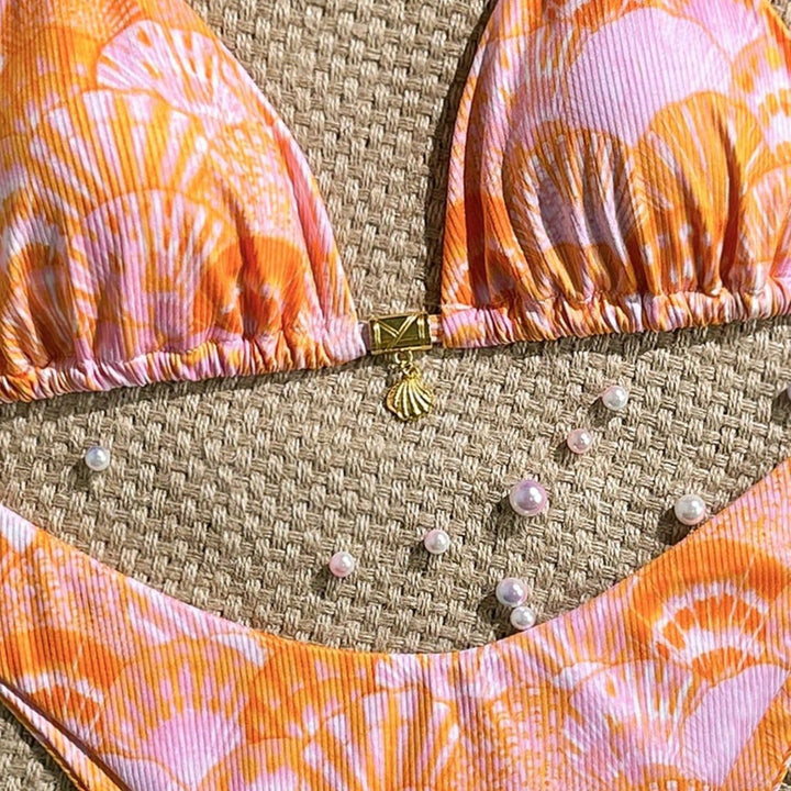 Damen Triangel-Bikini mit Muschel-Muster Drune