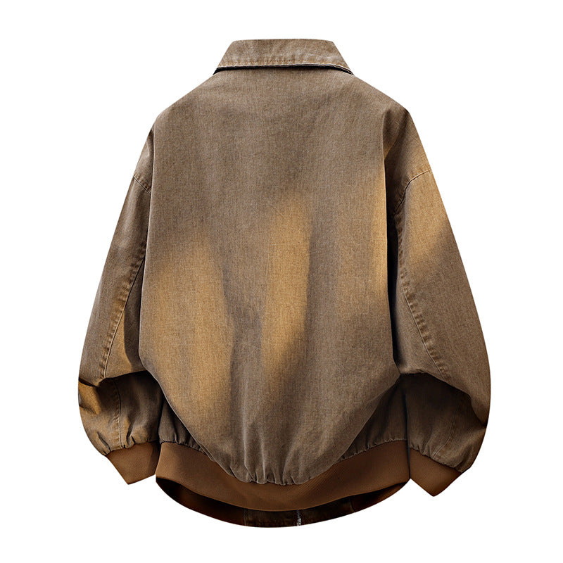 Herren oversized Freizeit-Bomberjacke aus Baumwollmix mit Reißverschluss, Stehkragen und elastischen Bündchen Drune