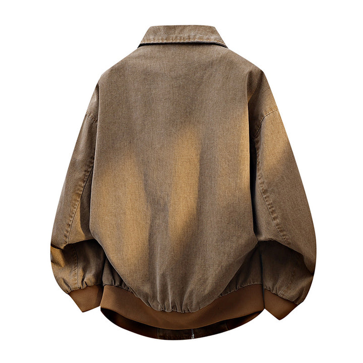 Herren oversized Freizeit-Bomberjacke aus Baumwollmix mit Reißverschluss, Stehkragen und elastischen Bündchen Drune