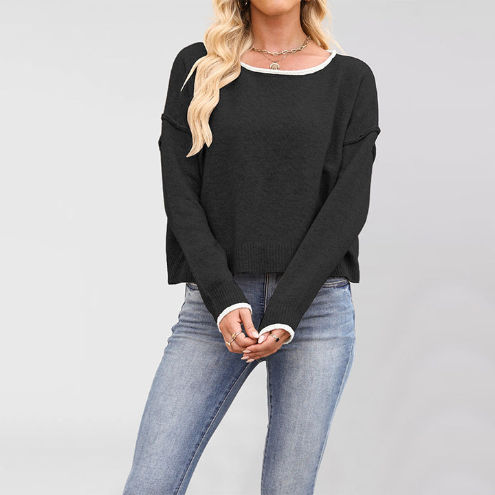 Damen lässiger Pullover mit weitem Schnitt und sanften Texturen Drune