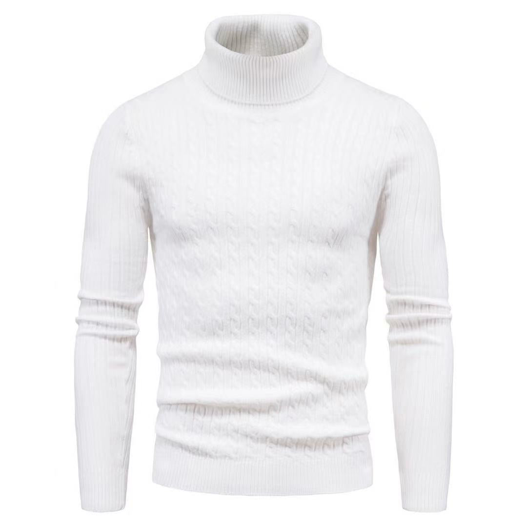 Herren nan schlanker Rollkragenpullover mit Zopfstruktur, feinem Rippstrick und elastischen Bündchen Drune
