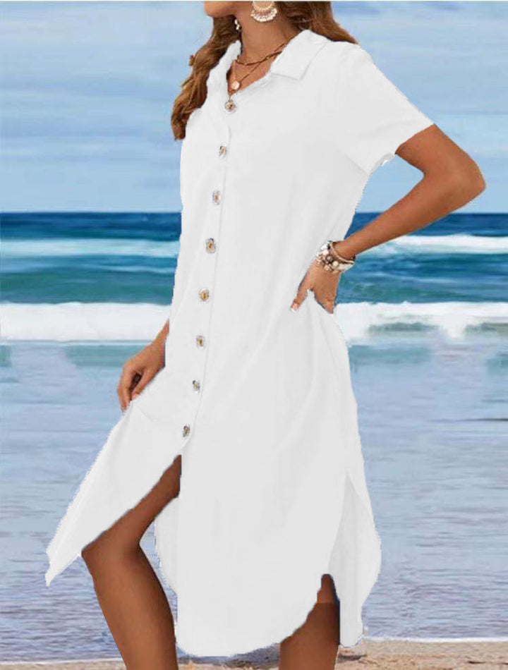 Damen Hemdkleid mit Knopfleiste und Seitenschlitzen Drune