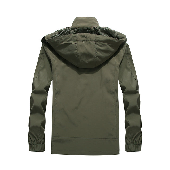 Herren wasserabweisende Outdoorjacke im technischen Parkastil mit abnehmbarer Kapuze Drune