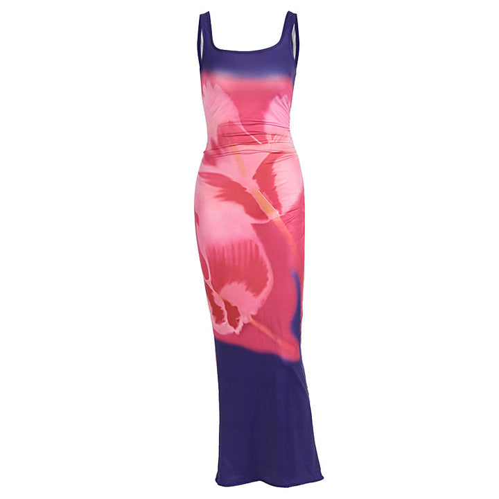 Damen figurbetontes Maxikleid mit floralem Design und elegantem Schnitt Drune