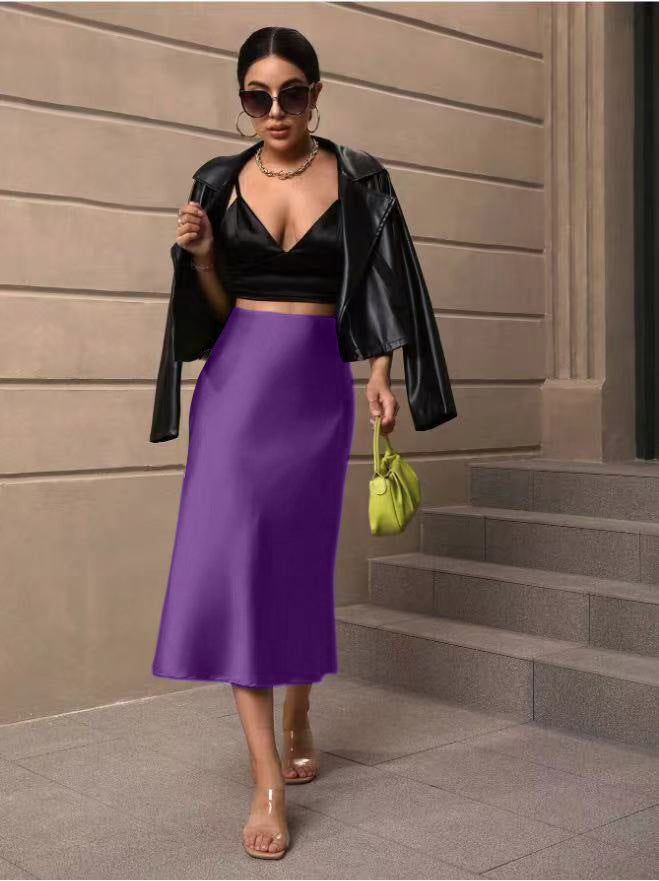 Damen Satin Rock mit schwingendem Saum und elegantem Schnitt Drune