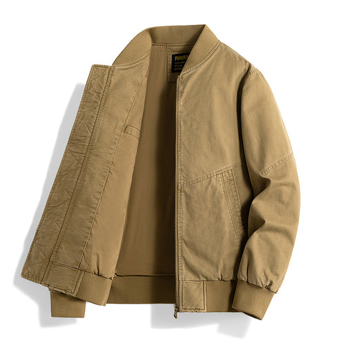 Men's  relaxed cotton-twill bomber jacket with reinforced seam panels and ribbed cuff hem Drune