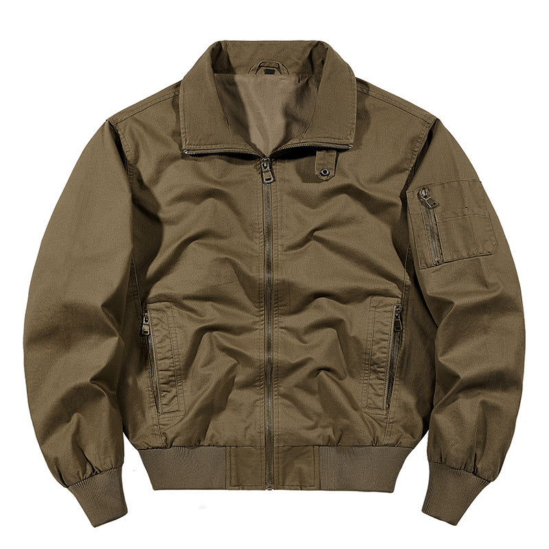 Men's  rugged cotton-blend utility bomber with ribbed trim and zip sleeve pocket Drune