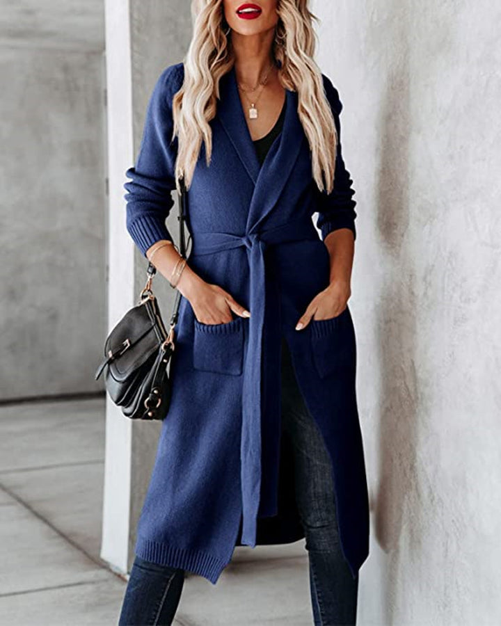 Damen Grobstrick-Wickelcardigan mit modernen Taschen Drune