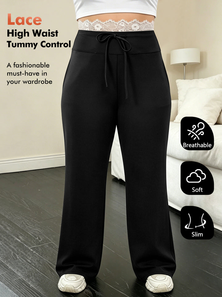 Damen High-Waist Palazzohose mit formendem Taillenbund und atmungsaktivem Stretch Drune