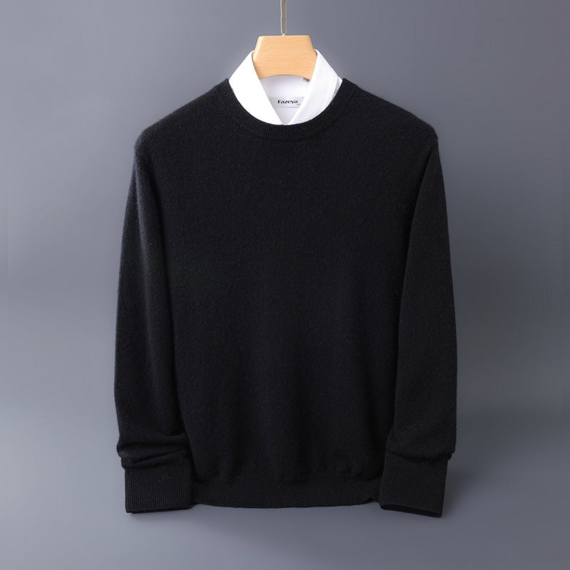 Herren Feiner Rundhals-Strickpullover in Kaschmir‑Optik mit gerippten Bündchen Drune