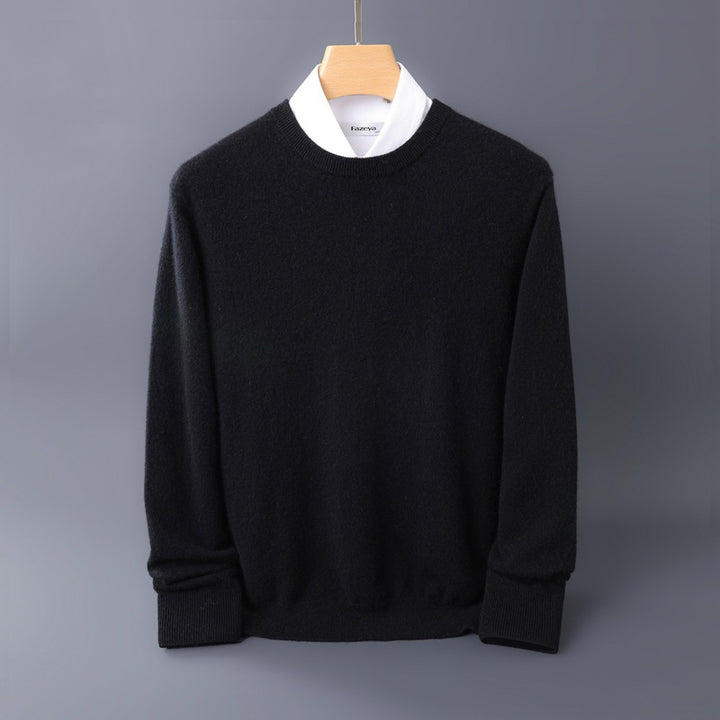Herren Feiner Rundhals-Strickpullover in Kaschmir‑Optik mit gerippten Bündchen Drune